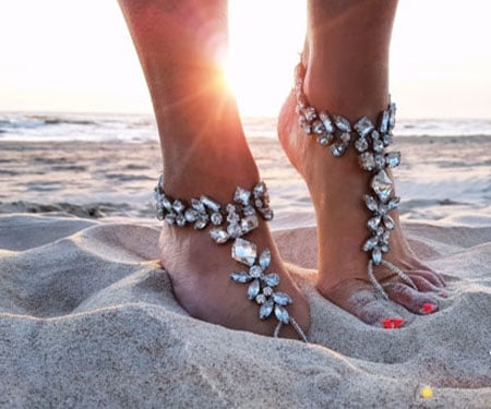 Swarovski Crystal Barefoot Bridal Sandals